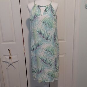 Tommy Bahama Green and Purple Leaf Midi Dress